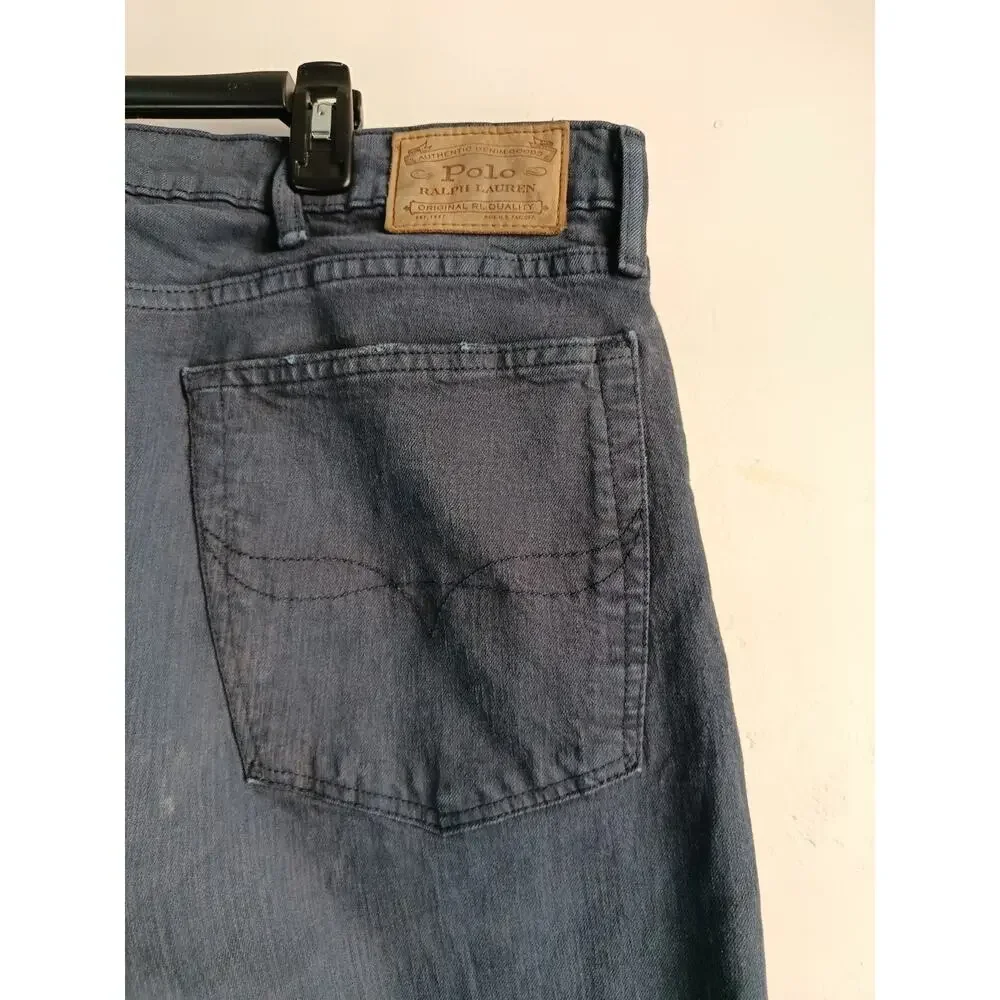Polo Ralph Lauren Men's Dark The Hampton Relaxed Straight Jeans Zip Size 42 x 30